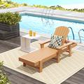 Polytrends Altura Poly Eco-Friendly All Weather Reclining Chaise Lounge with Arms Teak