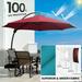 MEJO INC 11 ft.Aluminum Curvy Cantilever Offset Hanging Patio Umbrella With Sandbag Base Red
