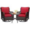 Alkmaar Outdoor Wicker Swivel Rocker Patio Set 360 Degree Swivel Rocking Chairs Elegant Wicker Patio Bistro Set Rust