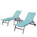 Chaise Lounge Outdoor Set of 3 Lounge Chairs for Outside with Wheels Outdoor Lounge Chairs with 5 Adjustable Position Pool Lounge Chairs for Patio Beach(Turquoise Blue 2 Lounge Chairs+1 Table)