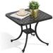 HOMEFUN Patio End Table Outdoor Square Cast Aluminum Side Table Antique Bronze