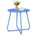 Fionafurn Round Metal Side Table End Table Small Patio Coffee Table for Porch Yard Balcony Garden Blue