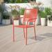Flash Furniture Indoor-Outdoor Steel Patio Arm Chair with Square Back Coral