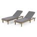 Christopher Knight Home Nadine Outdoor Modern Cushioned Acacia Chaise Lounges (Set of 2) by Gray Finish + Dark Gray Cushion