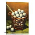 COMIO Golf Painting Wall Art Vintage Golf Balls Picture Art Prints Sports Poster Artwork for Gym Home Office Man Bedroom Decoration Ready to Hang