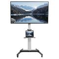 LeCeleBee Aluminum Mobile TV Cart for 32 to 83 inch Screens up to 110 lbs LCD LED OLED 4K Smart Flat Curved Panels Heavy Duty Stand with Shelf Locking Wheels Max 600x400 Silver STAND-TV09