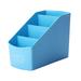 Blue Plastic Desktop Storage Organizer Pen Pencil Makeup Holder Box for Kitchen Office Desk Home Bathroom (4 Compartments)