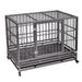 42 Black Heavy Duty Metal Dog Crate with Wheels Flat Top