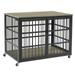 Yesfashion Dog Crate with Side Openings 4 Wheels Heavy Duty Wooden Pet House Cage Indoor Kennel Furniture for Small Medium And Large Dogs 43.30x29.90x33.50in