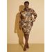 Plus Size Ruched Printed Mesh Bodycon Dress
