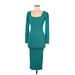 Zara Casual Dress - Midi Square 3/4 sleeves: Blue Print Dresses - Women's Size Medium