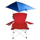Fresh Fab Finds Foldable Beach Chair with Detachable Umbrella Armrest Adjustable Canopy Stool with Cup Holder Red