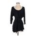 Banana Republic Casual Dress - Mini Scoop Neck 3/4 sleeves: Black Print Dresses - Women's Size Small Petite