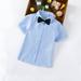 TUWABEII Jumpsuits for Kids Toddler Boys Fashion Short Sleeve Blouse Solid Color Gentleman s School Uniform Shirt Bow Tie Suit