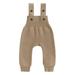 Qtinghua Infant Toddler Baby Boy Girl Knit Overalls Sleeveless Solid Color Bib Pants Jumpsuit Suspender Pants Khaki 6-9 Months