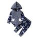 HIBRO Boy Summer Outfits Fall And Winter Boy Long Sleeve Dinosaur Hooded Top + Dinosaur Print Pants Comfortable Outdoor Outfits