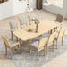 Rustic Extendable 84inch Dining Table Set with 24inch Removable Leaf , 6 Upholstered Armless Dining Chairs and 2 Arm Chairs