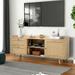 Modern TV Stand for 75 Inch TV Rattan TV Stand with Storage, Entertainment Center