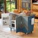 Retro Mountain Wood 47"D Kitchen Island with Drop Leaf, Farmhouse Kitchen Island on Wheels with Internal Storage Rack