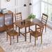 5-Piece Wood Square Drop Leaf Breakfast Nook Extendable Dining Table Set