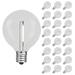 25 Pack LED G40 Plastic Filament Outdoor Globe Replacement Bulbs, Warm White