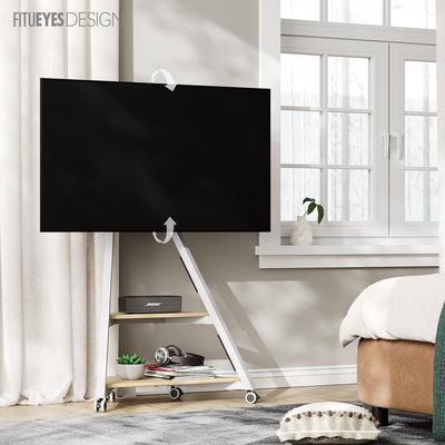 FITUEYES Design Corner TV Stand for 32 43 50 55 65 Inch TVs, Wooden TV Stand with 2 shelves, Stylish TV Stand, Eiffel Series.