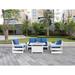 Cortina 25"(H) x 45"(W) Rectangle Fire Pit Table with Pacifica Sofa Set, 4-Piece