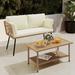 Moasis 2 Pieces Patio Furniture Set,Rattan Wicker Loveseat with Coffee Table