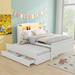 Twin or Full Size Kids Platform Bed Frame with Storage LED Headboard, Twin Size Trundle and 3 Drawers