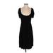 Max Studio Casual Dress Plunge Short sleeves: Black Print Dresses - Women's Size X-Small