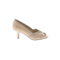 Tuscany by Easy Street Heels: Slip On Kitten Heel Work Ivory Solid Shoes - Women's Size 8 - Round Toe