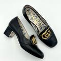 Gucci Shoes | Gucci Victoire Marmont Leather Heels Loafers 37.5 Gg | Color: Black | Size: 37.5eu