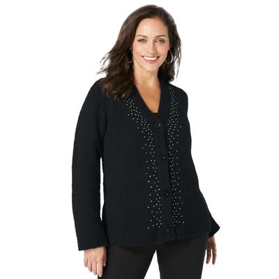 Plus Size Women's Embellished Mohair Cardigan by J...