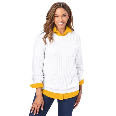 Plus Size Women's Cable Crewneck Sweater by Jessic...