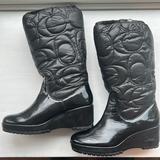 Coach Shoes | Coach Cantina Signature Quilted Wedge Boots Size 7b (Medium) | Color: Black | Size: 7b (Medium)