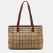 Burberry Bags | Burberry Brown/Beige Haymarket Pvc And Leather Zip Tote | Color: Brown | Size: Os