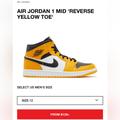 Nike Shoes | Jordan 1 “Yellow Reverse Toe” Size 12 Men | Color: Yellow | Size: 12