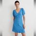 Madewell Dresses | Madewell V-Neck Button-Front Mini Dress Sz 2 Nl166 | Color: Blue | Size: 2