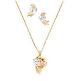 Kate Spade Jewelry | Kate Spade Love Birds Crystal Pendant Necklace & Earrings Matching Jewelry Set | Color: Gold/Pink | Size: Set