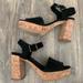 Free People Shoes | Free People Block Heel Platform Suede Sandals 7 | Color: Black/Tan | Size: 7