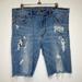 American Eagle Outfitters Shorts | Aeo Distressed Bermuda Denim Shorts Medium Blue Wash Sz 34 Cotton Raw Hem Men’s | Color: Blue | Size: 34