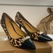 Coach Shoes | Coach Zan Leopard Print Calf Hair Pump Pointed Toe Heel Black Leather Sz 7.5 Us | Color: Black | Size: 7.5