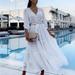 Zara Dresses | New Zara Oyster White Tiered Zara Oyster White Voluminous Tiered Dress Xs | Color: White | Size: Xs