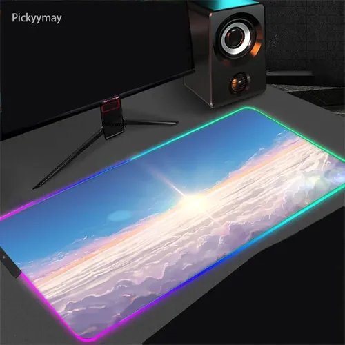 Anime RGB Mouse Pad Computer Gaming Accessories Large Mousepad PC Gamer Mause Desk Mat Table Clouds Carpet LED Glow PC Mausepad