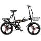 Foldable Bicycle, Folding Mountain Bike, High-Carbon Steel Folding Bike Suspension Bicycle, with Dual Disc Brake Easy Folding City Bicycle, for Men Women Teenager (A 20in)