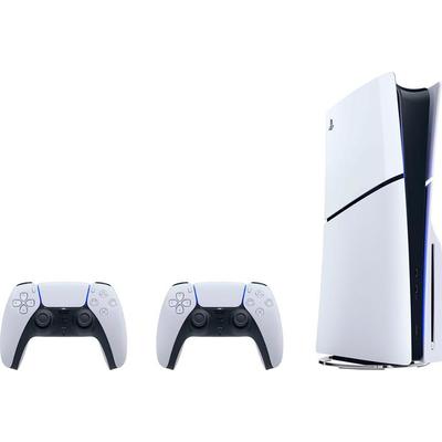 PLAYSTATION 5 Spielekonsole "Disk Edition (Slim) inkl. zweitem DualSense Wireless-Controller", schwarz-weiß (weiß, schwarz), B:35,8cm H:9,6cm T:21,6cm, Spielekonsolen, Topseller