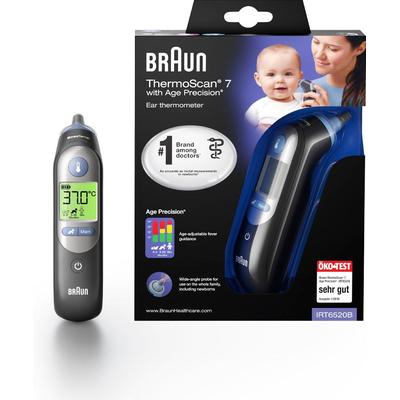 Fieberthermometer BRAUN "ThermoScan 7 Ohrthermometer mit Age Precision - IRT6520B" Temperaturmessgeräte schwarz (black) Baby Baby-Gesundheit