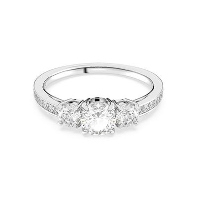 Fingerring SWAROVSKI "Stilla Round Attract" Gr. 55, silber (metallfarben, kristallweiß, kristallweiß), Fingerringe, Damen, 55, Metall, mit Swarovski Kristall Image