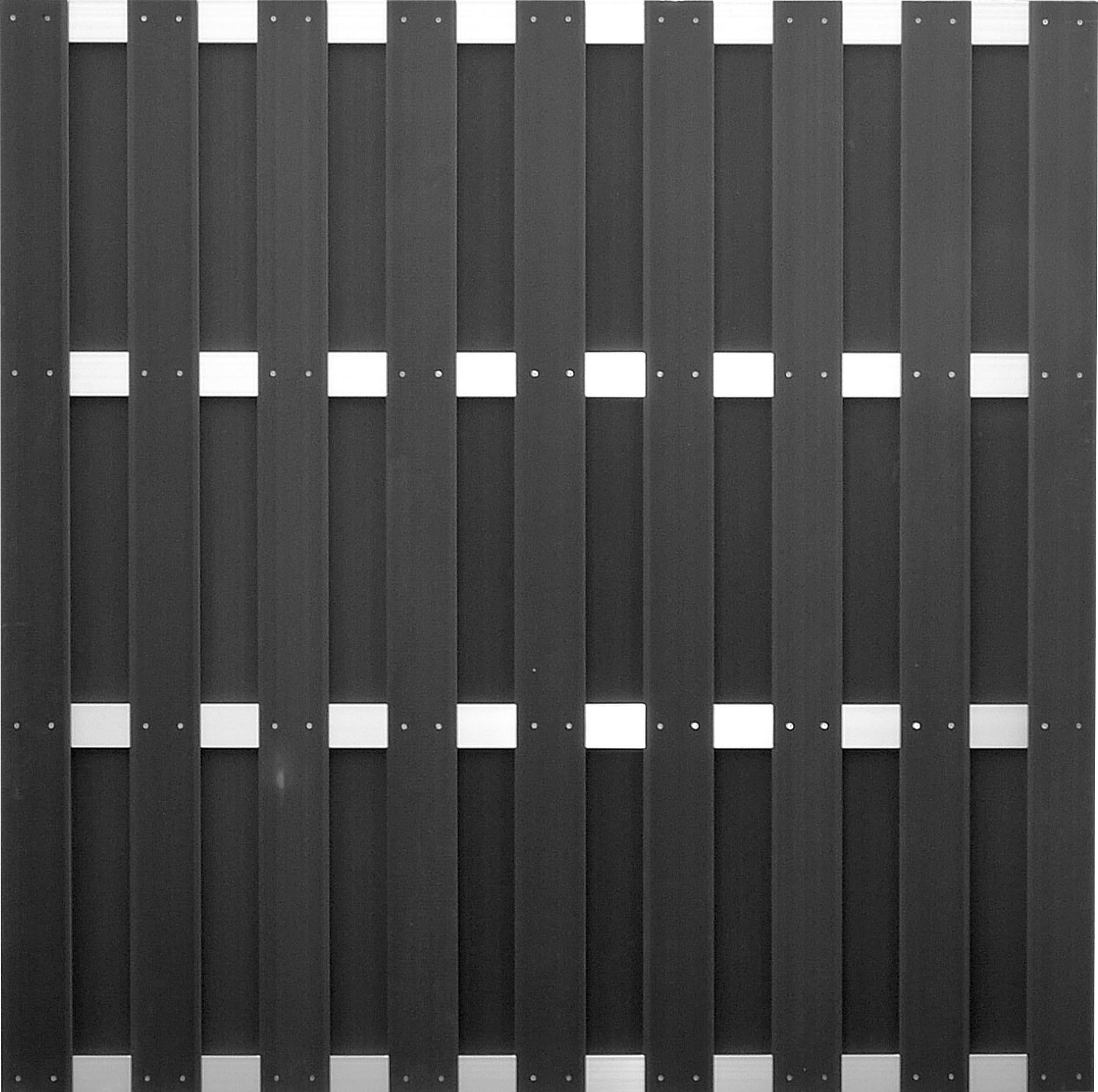 Sichtschutzelement TETZNER & JENTZSCH "EL PASO WPC", silber (anthrazit, silberfarben), H:190cm, Aluminium, WPC (Holz-Kunststoff-Komposit), Zaunelemente, 11,28 m Gesamtlänge, 190 cm Höhe, inkl. Pfosten und Befestigung