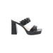 Sincerely Jules Heels: Slide Platform Feminine Black Print Shoes - Women's Size 8 1/2 - Open Toe